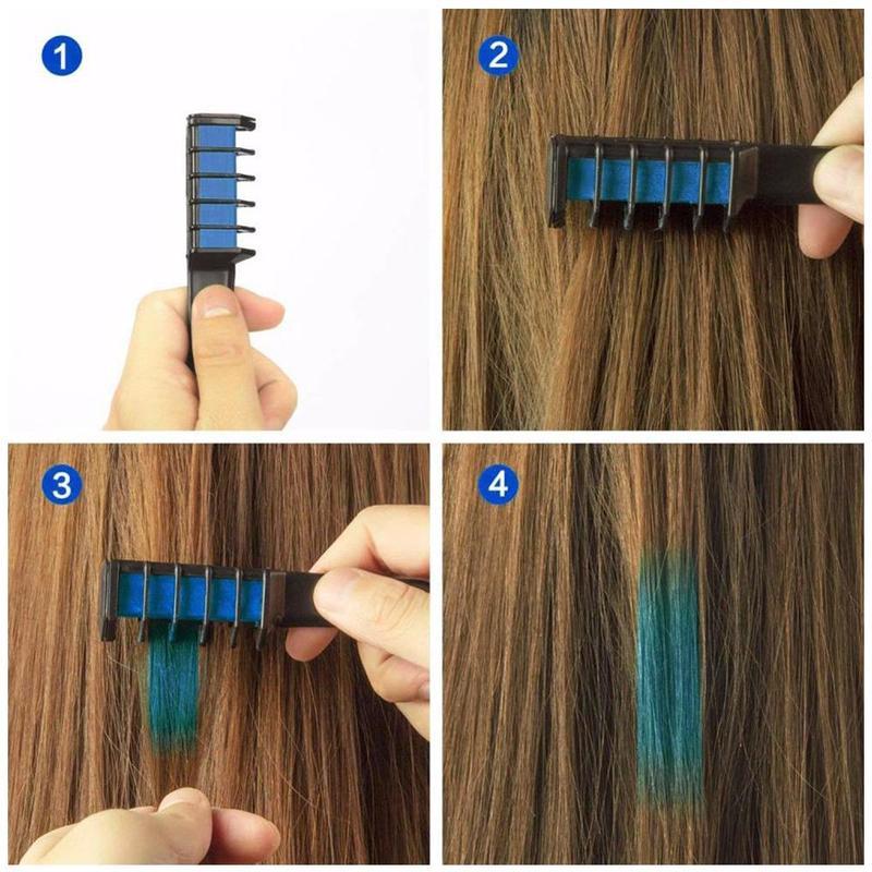 Temporary Mini Disposable Crayons Hair Color Dyeing Mascara Dye Chalk Box With Brush - Image 2